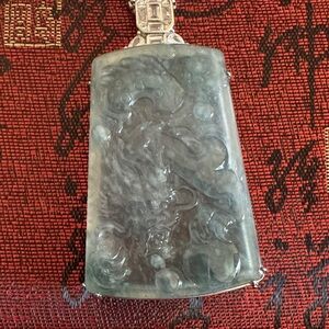 Elegant Jade Pendant with Silver Accents
